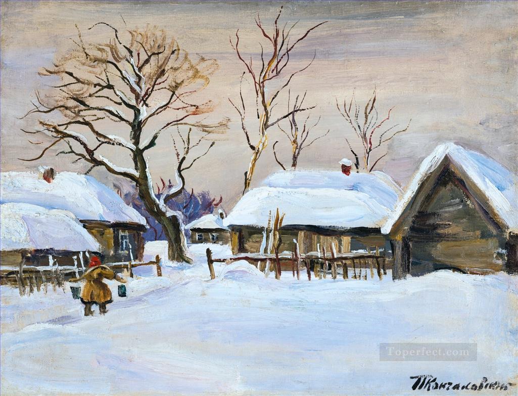 冬のドブロー ペトル・ペトロヴィッチ・コンチャロフスキーの雪景色油絵